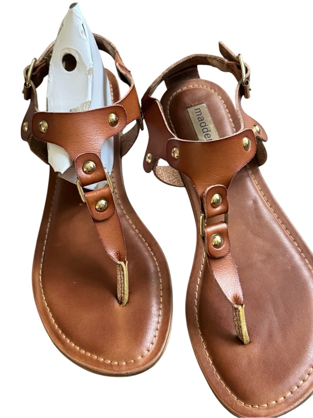 Madden Girl Brown Gladiator Sandals | Studded T-Strap Thong | Size 11